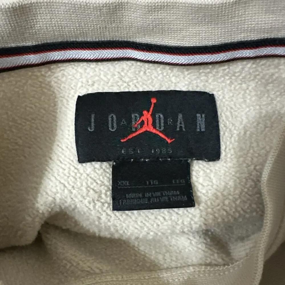 Air Jordan Flight Heritage Sweatshirt Mens Size 2xl Plaid Spellout Fleece Beige